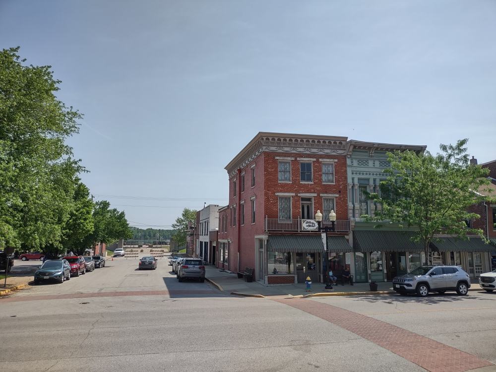Corner on Main Street looking down to Mississippi River