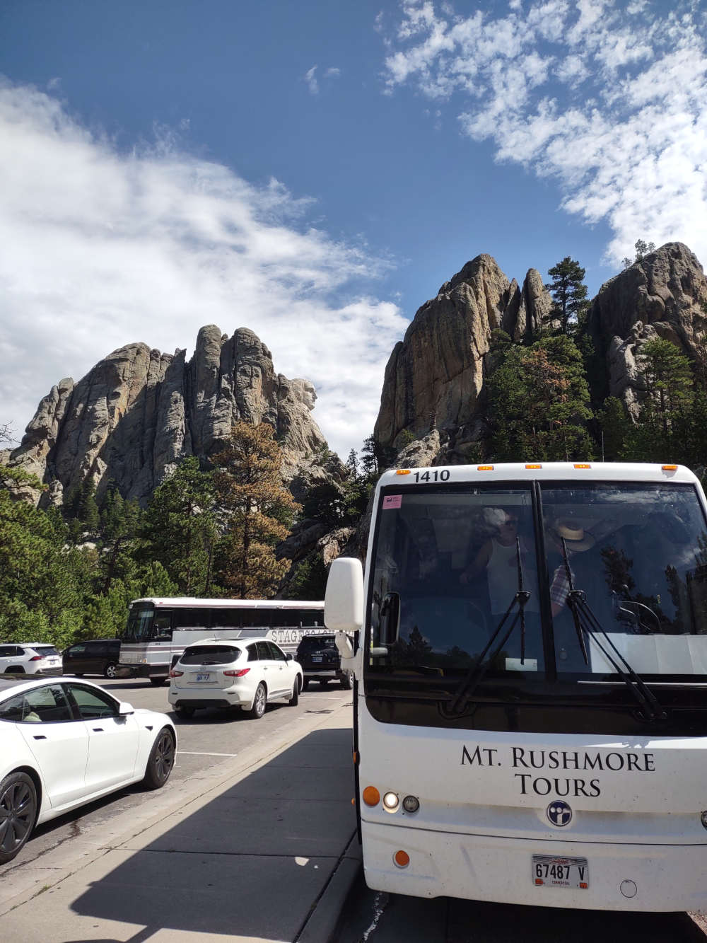 Our bus. You can see a side view of Mt Rushmore in the distance.