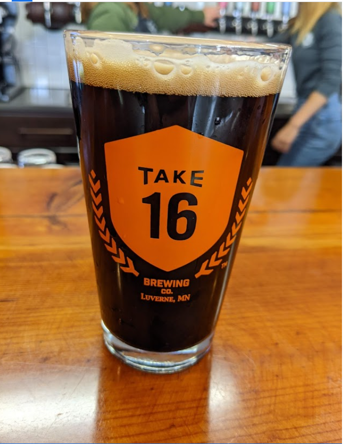 I had the OPE! Brown Lager, a dark brown with a light tan head.